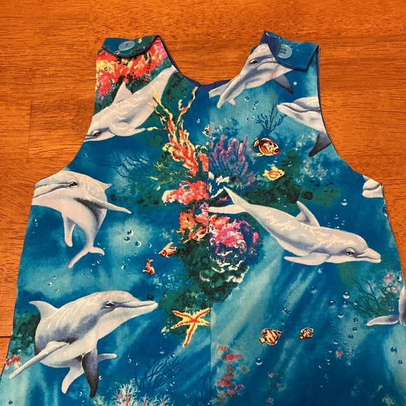 Baby Boys 12 Month Maui Boy Dolphin Under the Sea Reef Overalls 100% Cotton Blue - Picture 2 of 8